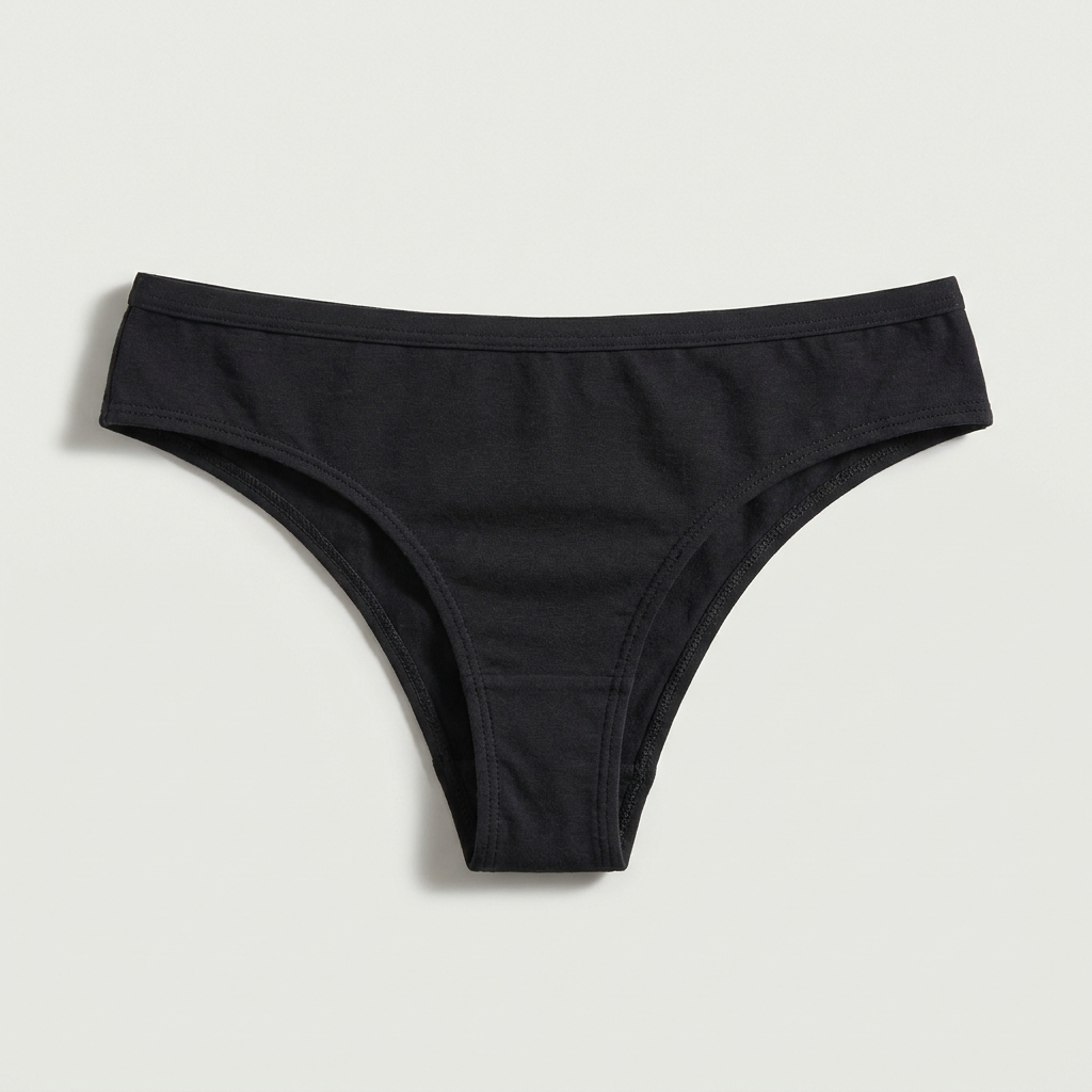 Culotte String coloris Noir, vue à plat