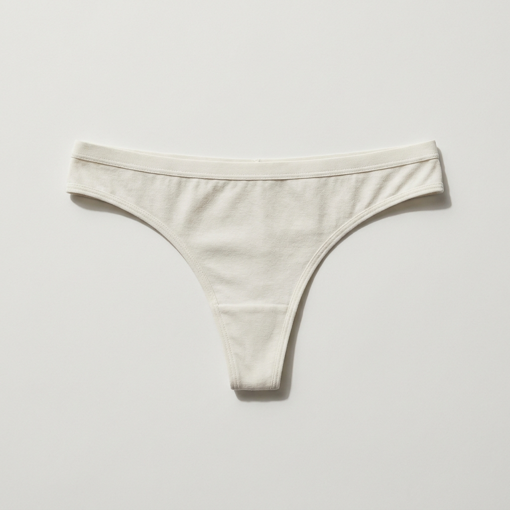 Culotte String coloris Blanc cassé, vue à plat