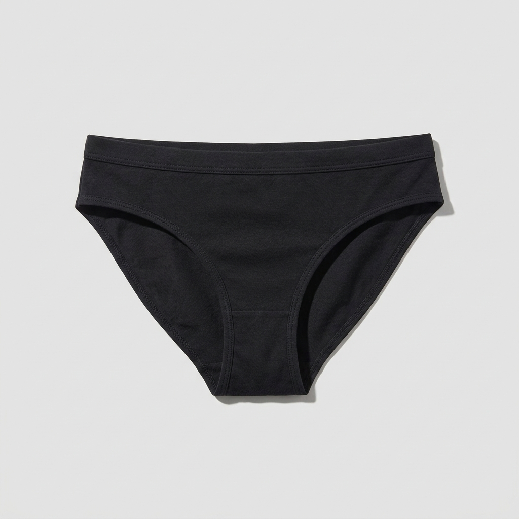 Culotte Bikini classique coloris Noir, vue à plat