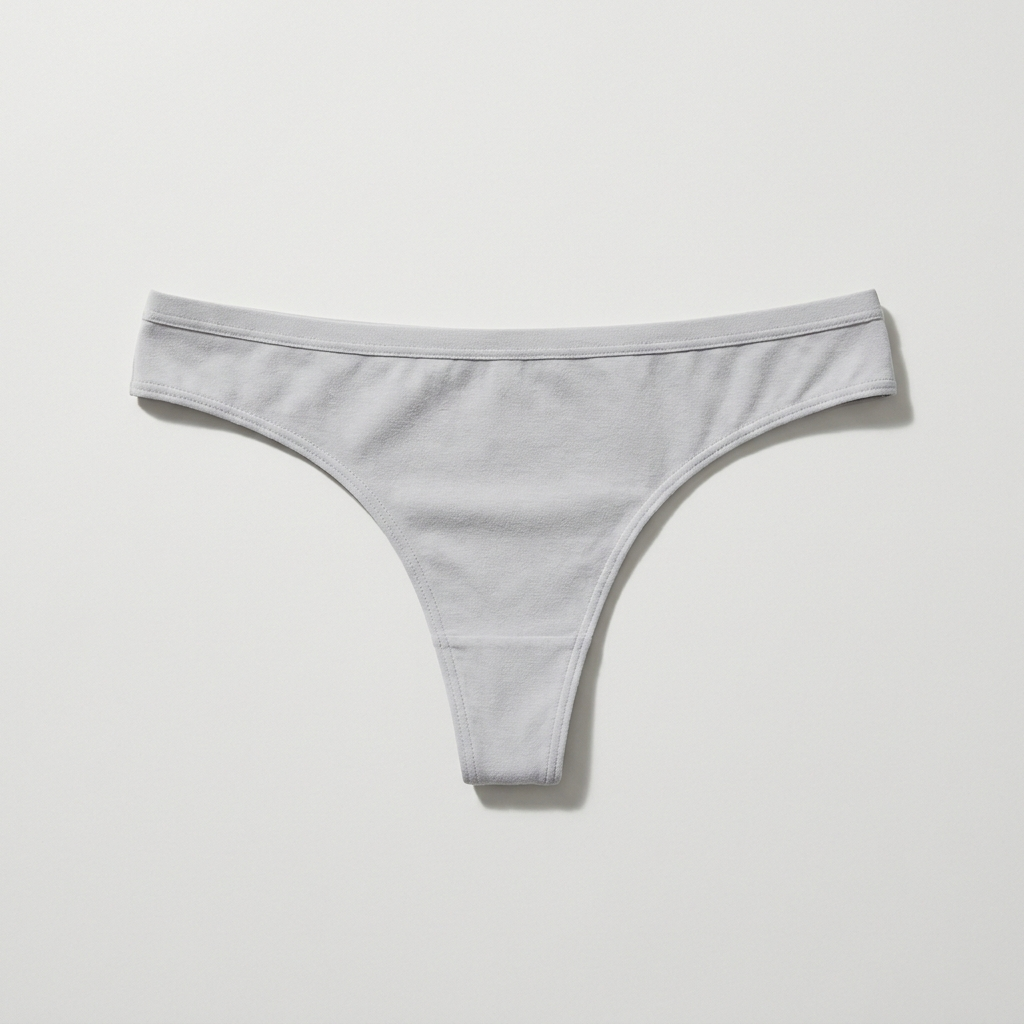 Culotte String coloris Gris perle, vue à plat