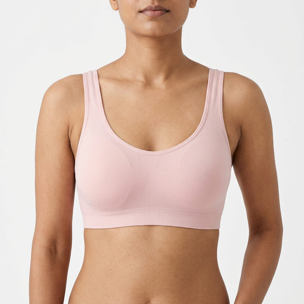 Brassière Sans couture coloris Rose poudré, portée
